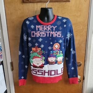 SOUTH PARK Light Up Ugly Christmas Sweater Party MERRY CHRISTMAS A$$HOLE Small